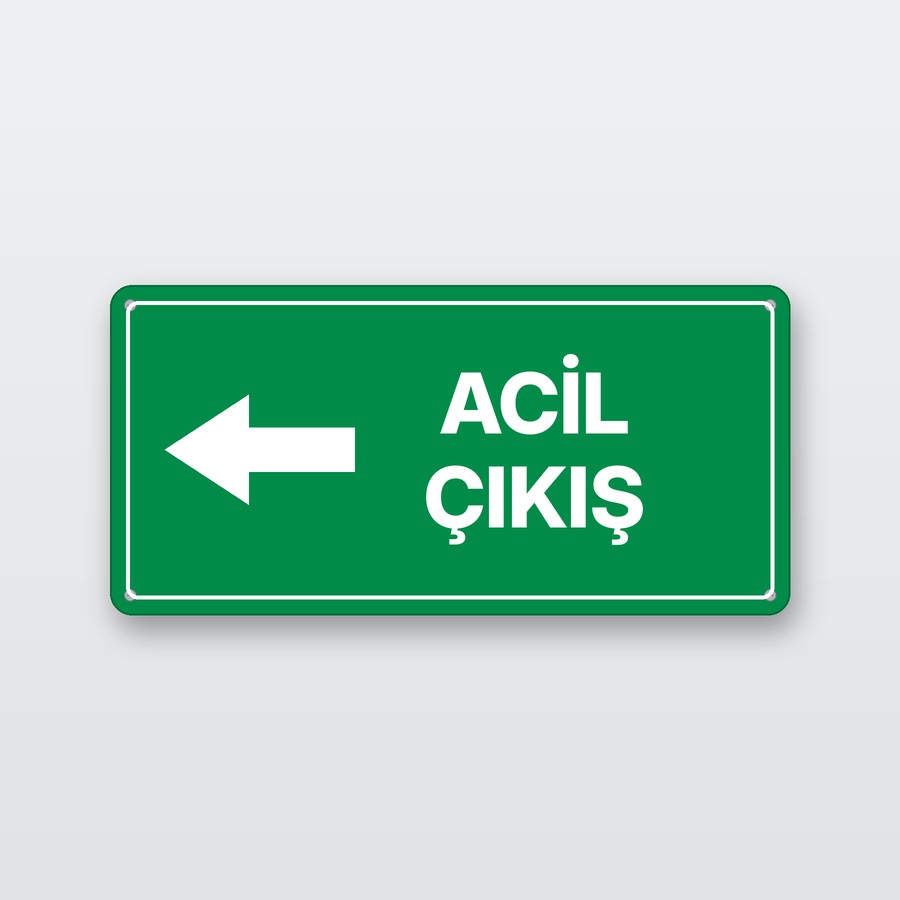 Acil çıkış yön levhası (sol ok)