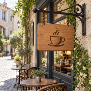 Ahşap kafe tabelası (temsili görsel)