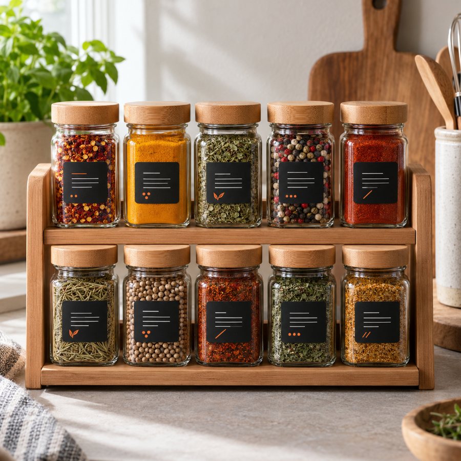 Baharat kavanozu etiket seti (temsili görsel)