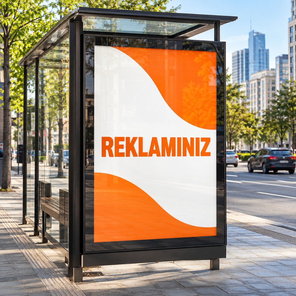 Durak reklam panosunda afiş baskı örneği