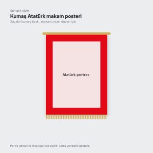 Kumaş Atatürk makam posteri (şematik çizim)