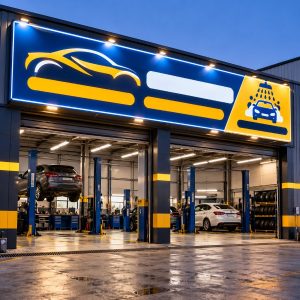 Oto servis ve oto yıkama tabelası (temsili görsel)