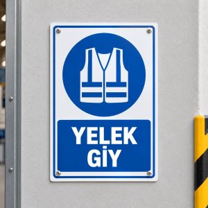 Reflektif yelek giy levhası (temsili görsel)